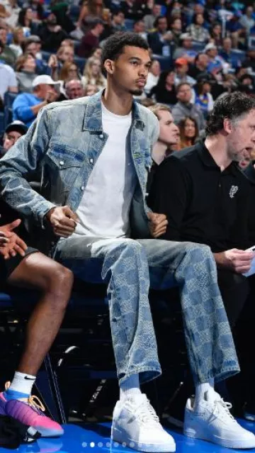 Nike Air Force 1 Low x Louis Vuitton 'White' worn by Victor Wembanyama on the Instagram account @nbafashionfits