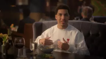 Ami Paris Logo Cotton Jersey Sweatshirt worn by Andre Johnson, Jr. (Marcus Scribner) as seen in grown-ish (S06E12)