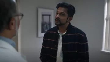 Rodd & Gunn Mclean Park Wool Blend Bomber Jacket worn by Jay Arondekar (Utkarsh Ambudkar) as seen in Ghosts (S03E07)