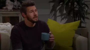 Theory Hilles Ombré Cashmere Sweater worn by  Liam Spencer (Scott Clifton) as seen in The Bold and the Beautiful on April 10, 2024