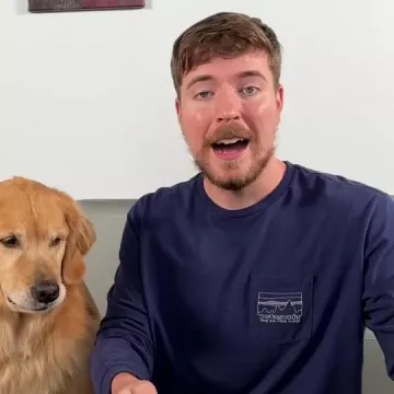 T-shirt à manches longues bleu Patagonia porté par MrBeast dans sa vidéo TikTok