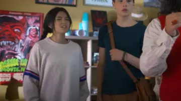 Aerie Sports Striped Sweatshirt worn by Carmie Henley (Kaileen Chang) as seen in I Woke Up a Vampire (S02E03)