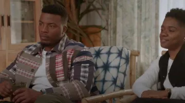 Zara Multicolor Quilt Blanket Patchwork Jacket worn by Spencer James (Daniel Ezra) as seen in All American (S06E03)