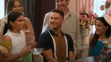 Reiss Karis Mercerised Cuban Collar Shir porté par Brett comme on le voit dans Vanderpump Villa (S01E04)