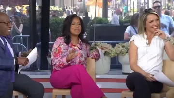 Loft Ruffle Tie Neck Sweater Tee worn by Dylan Dreyer as seen in Today on April 15, 2024