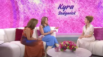 Prada Printed Georgette Dress in Ivory worn by Kyra Sedgwick as seen in Today with Hoda & Jenna on  April 15, 2024