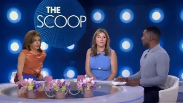 Neiman Marcus Cashmere/Silk Long-Sleeve Polo Sweater worn by Justin Sylvester as seen in Today with Hoda & Jenna on April 15, 2024