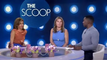 Neiman Marcus Cashmere/Silk Long-Sleeve Polo Sweater worn by Justin Sylvester as seen in Today with Hoda & Jenna on April 15, 2024