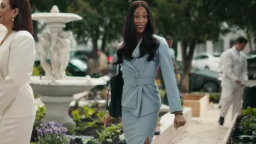 Tahari ASL Belted Jacket Suit worn by Sofia (Mj Rodriguez) as seen in Loot (S02E04)