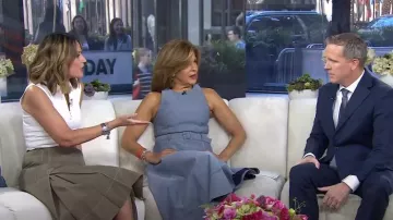 Cinq a Sept Zelda High-Low Denim Dress worn by Hoda Kotb as seen in Today on April 16, 2024