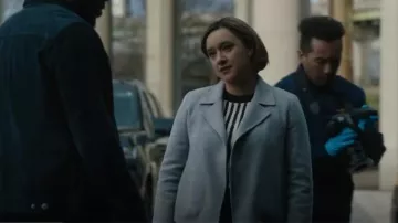 Theory Cropped Open Front Jacket in Double-Face Wool-Cashmere worn by Special Agent Hana Gibson (Keisha Castle-Hughes) as seen in FBI: Most Wanted (S05E09)