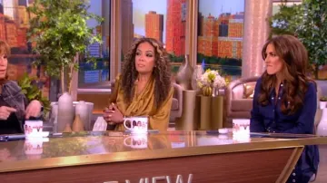 Michael Kors Collection Organic Cotton Stretch Poplin Belted Cargo Shirtdress worn by Alyssa Farah as seen in The View on April 17, 2024