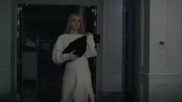 Proenza Schoule Slits-Hem Long-Sleeve Boucle Midi Dress In Ivory worn by Madison Montgomery (Emma Roberts) as seen in American Horror Story (S12E08)