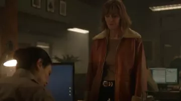 Nanushka Beryl Faux Leather Coat worn by Sharon Leone (Diane Farr) as seen in Fire Country (S02E06)