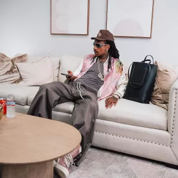 Rick Owens Dust Grey Rectangular 'Rick' Sunglasses worn by Wiz Khalifa on the Instagram account @wizkhalifa