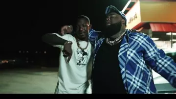 Burberry Royal Blue & White Check Hooded Jacket worn by Rod Wave in Rod Wave - Numb (Official Video)