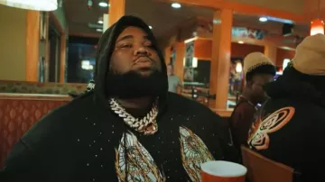 Who Decides War Black Flame Stained Glass Window Hoodie worn by Rod Wave in Rod Wave - Numb (Official Video)