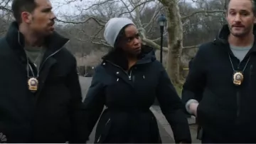 Mackage Stretch Light Down with Removable Hood worn by Detective Monique Jeffries (Michelle Hurd) as seen in Law & Order: Special Victims Unit (S25E09)