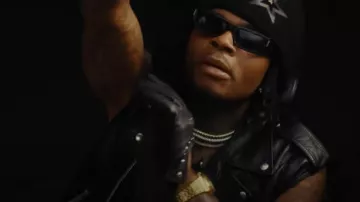 Saint Laurent Black Rectangular Sunglasses (SL572) worn by Gunna in Gunna - Bittersweet [Official Video]