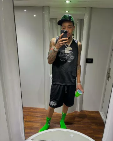 Calcetines Chrome Hearts x Matty Boy Lime Green Flame usados por G Herbo en la cuenta de Instagram @nolimitherbo