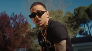 Gafas de sol Chrome Hearts Black Rectangular Girth Quake usadas por Ozuna en Ozuna, Bad Gyal - Guay (Video Oficial)