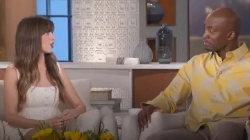 Self Portrait Corset-style Tweed Minidress worn by Alison Brie as seen in The Talk on April 19, 2024