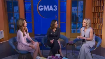 MM6 Maison Margiela High-Rise Wool-Blend Wide-Leg Pants worn by Jennifer Ashton as seen in Good Morning America on  April 19, 2024