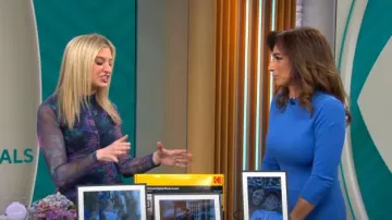 Stella McCartney Compact Knit Midi Dress with Open Back worn by Michelle Miller as seen in CBS Saturday Morning on April 21, 2024