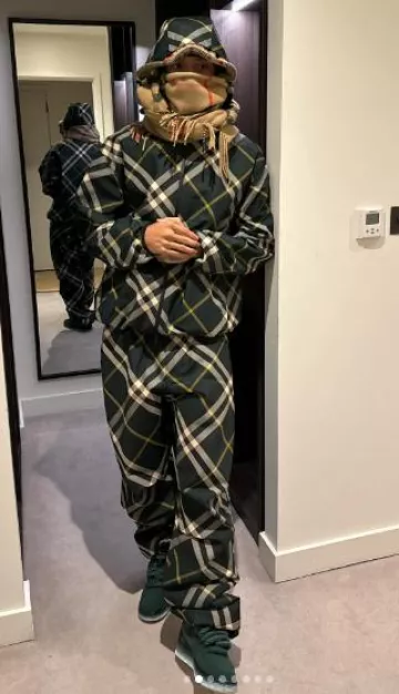 Burberry Dark Green Check Hooded Jacket worn by Central Cee on the Instagram account @centralcee