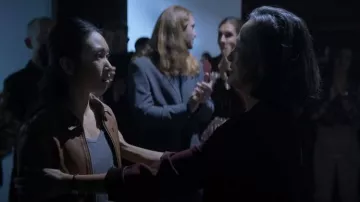 Superdry Cropped Leather Harrington Jacket worn by Jin Cheng (Jess Hong) as seen in 3 Body Problem (S01E03)