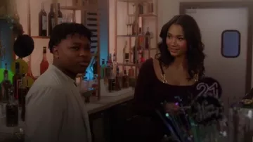 Nicholas Eydis Layered Chain-embellished Ribbed-knit Mini Dress In Merlot worn by Layla Keating (Greta Onieogou) as seen in All American (S06E04)