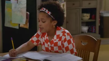 Forever 21 Checkered Kids T Shirt worn by Maya Upshaw (Journey Christine) as seen in The Upshaws (S05E02)