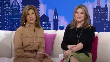 :Maje Long-Sleeve Belted Jumpsuit worn by Hoda Kotb as seen in Today with Hoda & Jenna on April 22, 2024
