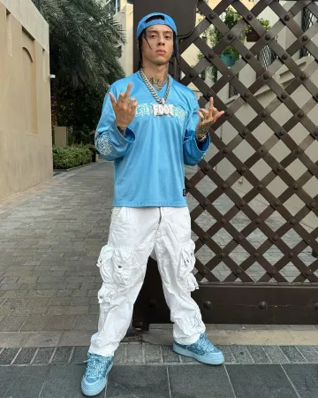 Dior x ERL Light Blue Quilted 'B9S' Sneakers worn by Central Cee on the Instagram account @centralcee