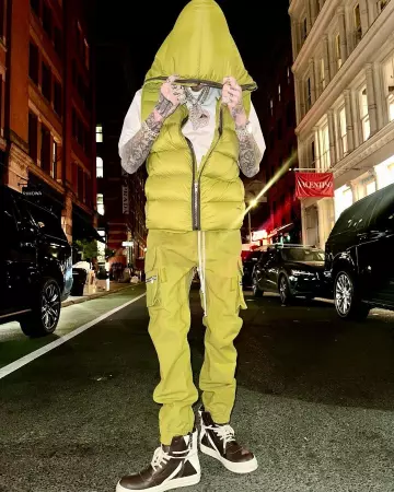 Rick Owens Acid Green 'Mastodon' Cargo Joggers worn by Millyz on the Instagram account @millyz