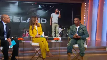 Marine Serre Moon Denim Jacket worn by Breland as seen in Good Morning America on April 24, 2024