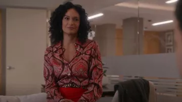 Mango Satin Print Collared Shirt worn by Francey (Rosa Arredondo) as seen in So Help Me Todd (S02E07)