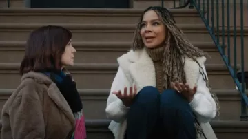 Maje Belere Mixed Media Faux Fur Jacket worn by Carolyn as seen in Elsbeth (S01E06)