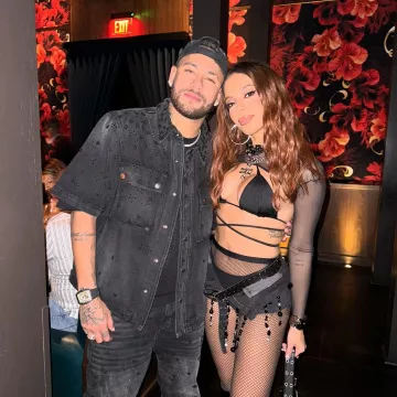 Amiri Faded Black Flower Crystal Denim Shirt worn by Neymar on the Instagram account @neymarjr