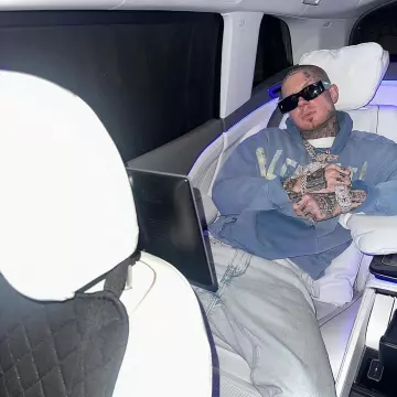 Balenciaga Faded Blue Tape Logo Hoodie worn by Millyz on the Instagram account @millyz