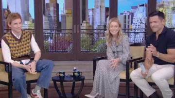 Zara Harry Lambert Jacquard Knit Vest worn by Eddie Redmayne as seen in LIVE with Kelly and Mark on  April 25, 2024