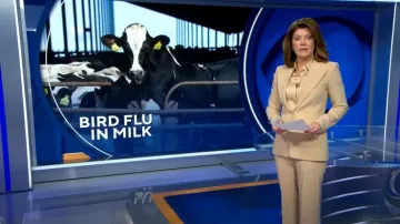 Michael Kors Charlie Pantalones de crepé usados por Norah O'Donnell como se ve en CBS Evening News el 25 de abril de 2024