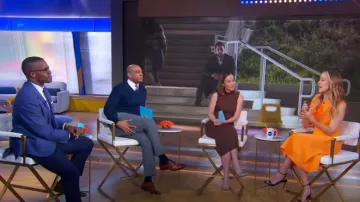 Christian Louboutin Loubi­girl Leather San­dals worn by Kim Raver as seen in Good Morning America on  April 25, 2024