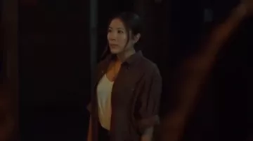 Free People We The Free Happy Hour Solid Poplin Top worn by Hana (Ally Maki) as seen in The Big Door Prize (S02E01)