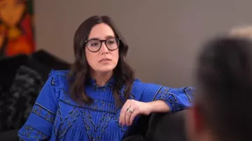 Ganni Cloverdale Pleat Detail Printed Blouse worn by Savannah Sellers as seen in Today on April 26, 2024