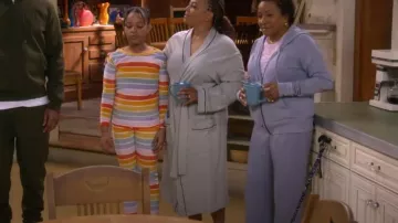 Cat & Jack 2pc Rainbow Striped Snuggly Soft Pajama Set worn by Maya Upshaw (Journey Christine) as seen in The Upshaws (S05E06)