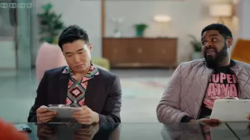 Trina Turk Brookhaven Blocks Shirt worn by Nicholas (Joel Kim Booster) as seen in Loot (S02E05)