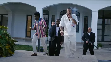 Marni x No Vacancy Inn White Bird Patches Shirt worn by Busta Rhymes in Busta Rhymes - HOMAGE (Official Music Video) ft. Kodak Black