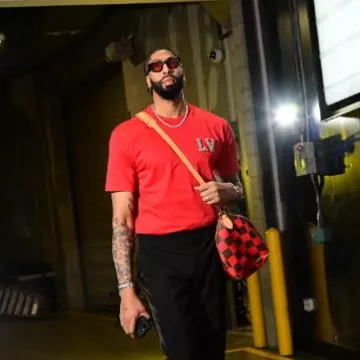 Rhude x Thierry Lasry Black & Red Rhevision 101 Sunglasses worn by Anthony Davis on the Instagram account @nbafashionfits