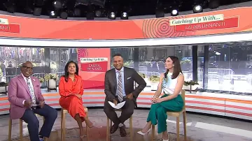 Ted Baker Krissi Wide-Leg High-Rise Trousers In Green worn by Laura Benanti as seen in Today on April 29, 2024